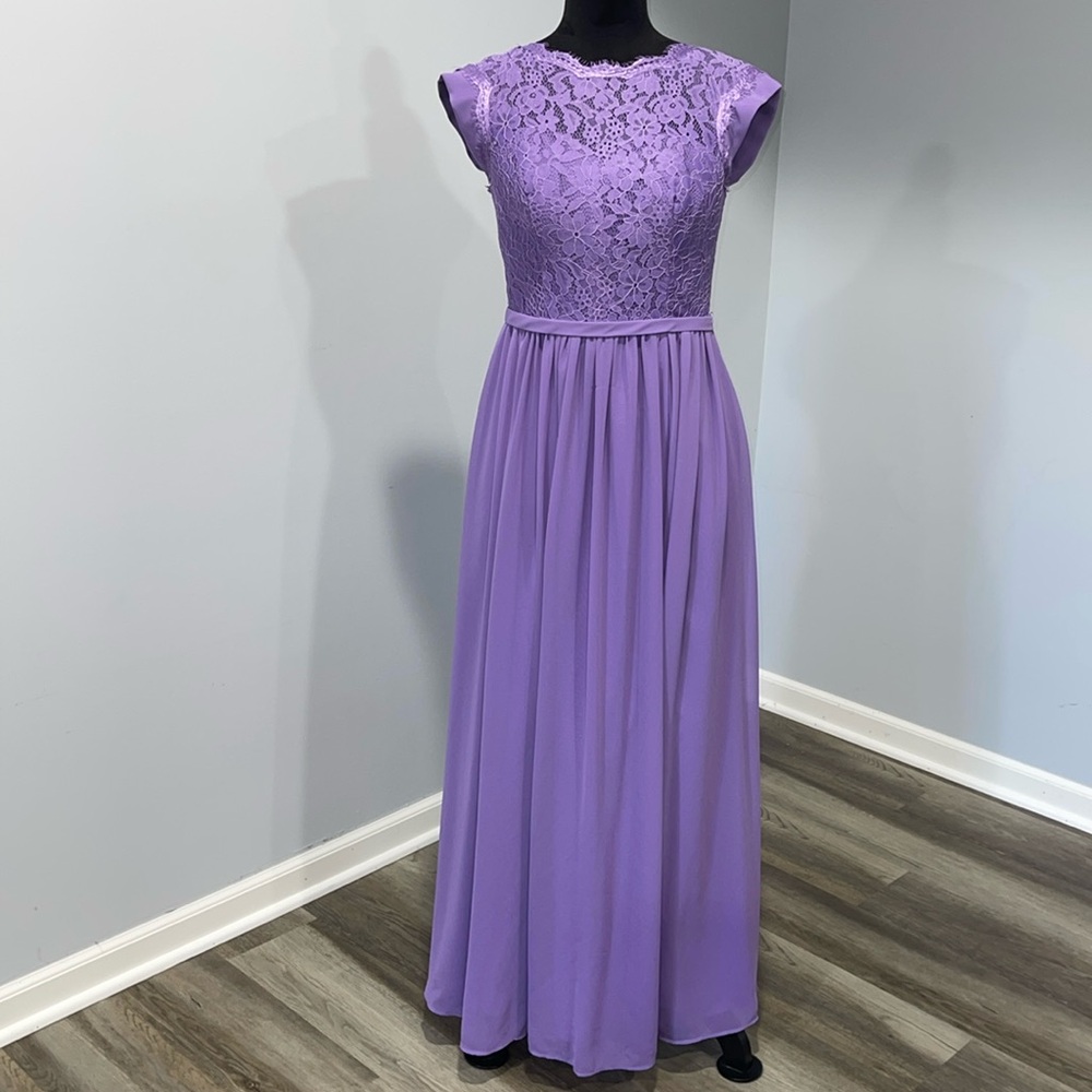 Azazie size 8 lilac purple maxi gown dress prom special occasion runs smaller